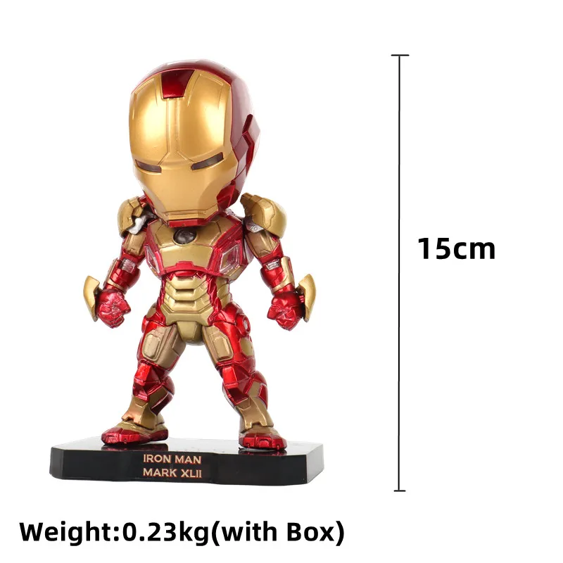 Q Version 15cm Iron Man MK42 Action figure toy model with lamp Birthday gift for children