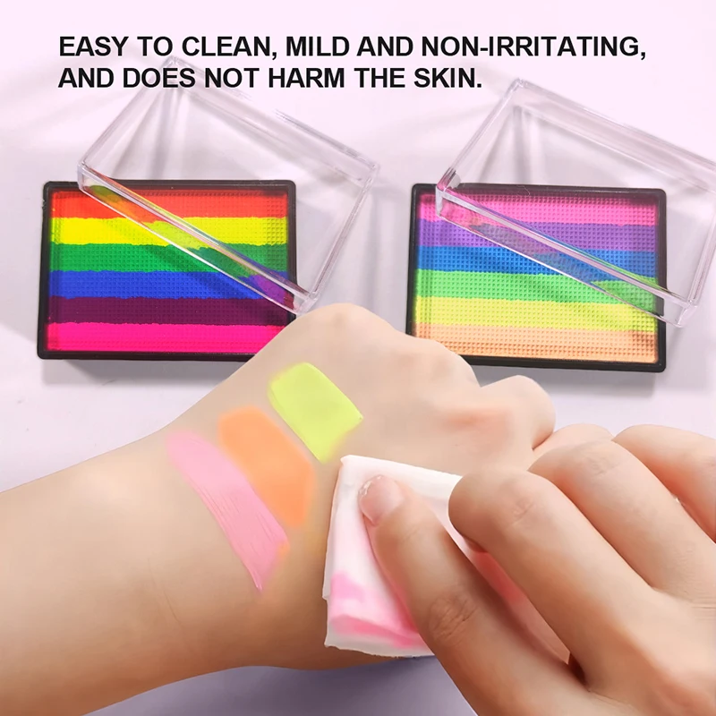 لوحة طلاء الوجه بألوان قوس قزح للأطفال، لوحة مكياج فنية مسرحية قابلة للذوبان في الماء، صبغة بيضاء للوجه والجسم #1