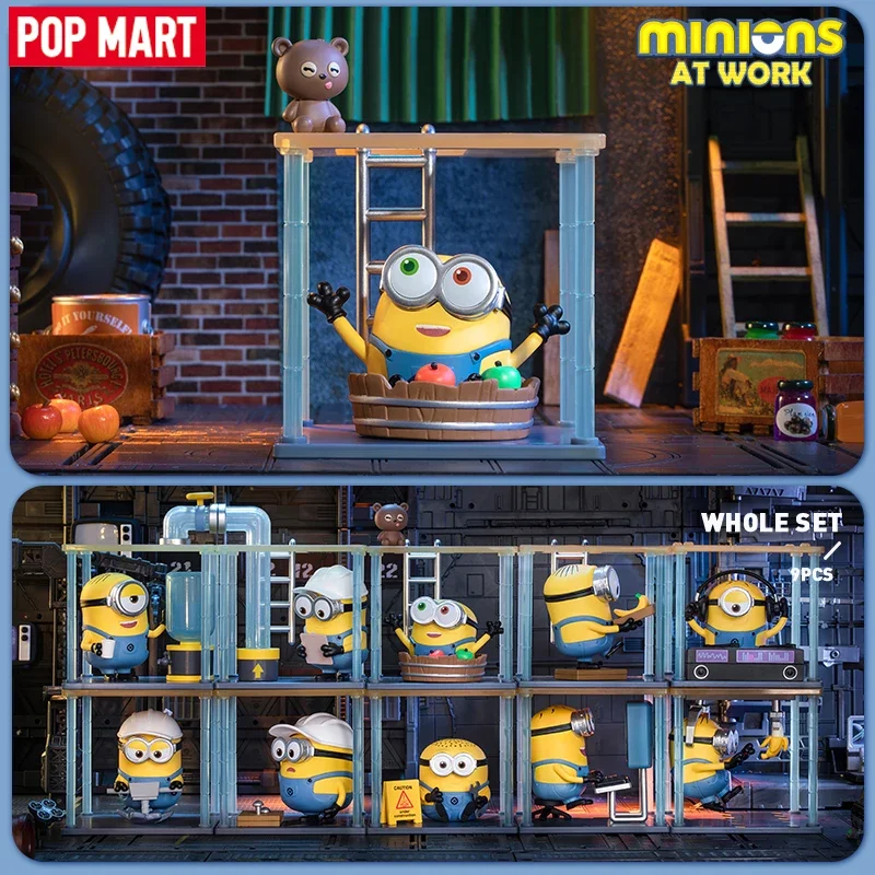 POP MART Minionses At Work Series Action Figures Anime Minionses Dave Stuart Tim Mark Phil Figures Dolls Collects Gifts for Kids