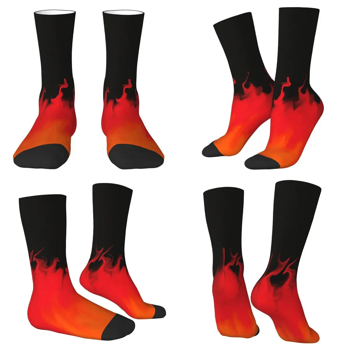 All Seasons Crew Stockings Dark Flame Gradient Graffiti Art Socks Casual Long Socks for Men Women Valentine's Day Gifts