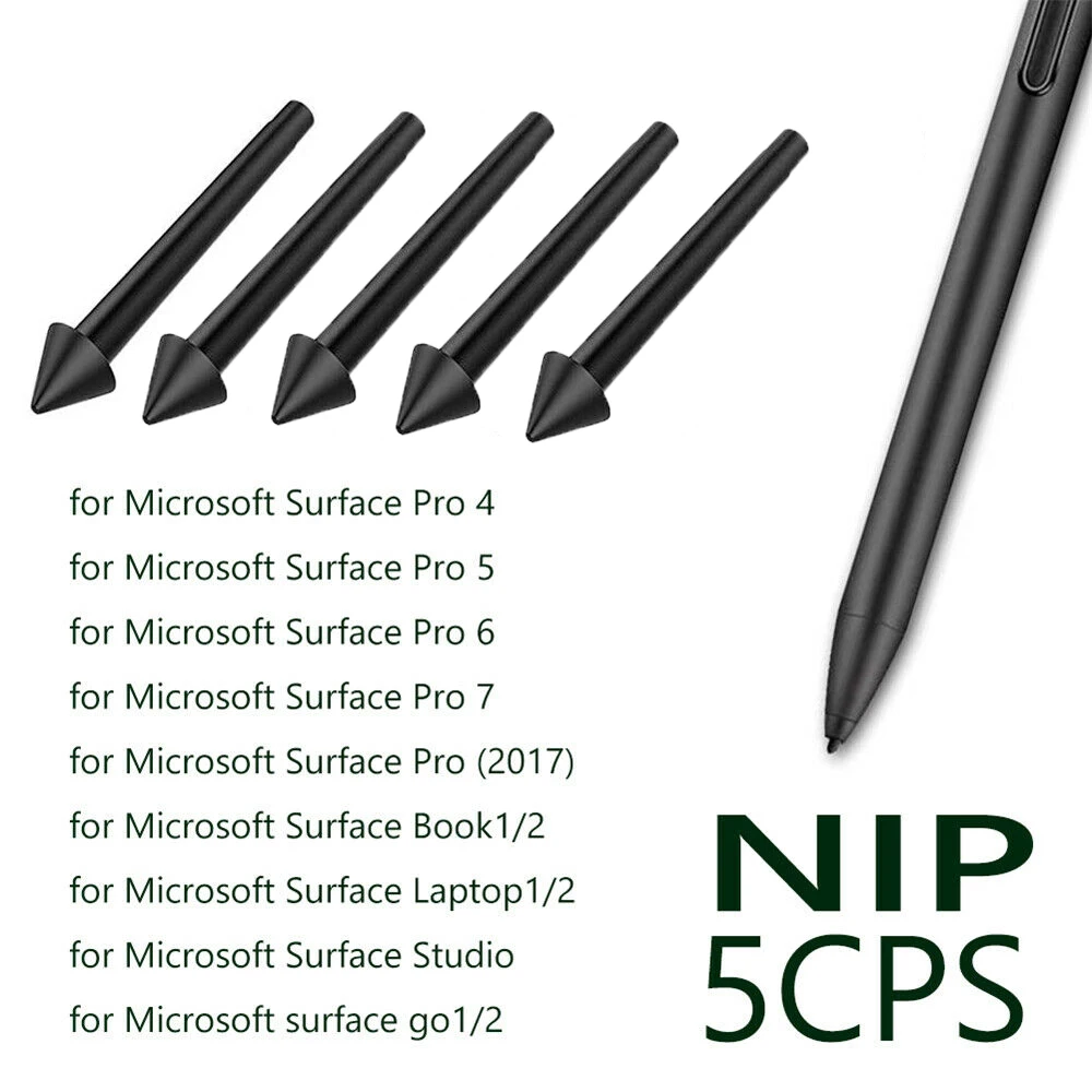 

5Pcs Pen Tips Stylus Pen Nib 2H 2H 2H 2H 2H Replacement Kit For Microsoft Surface Pro 7/6/5/4/Book/Studio/Go