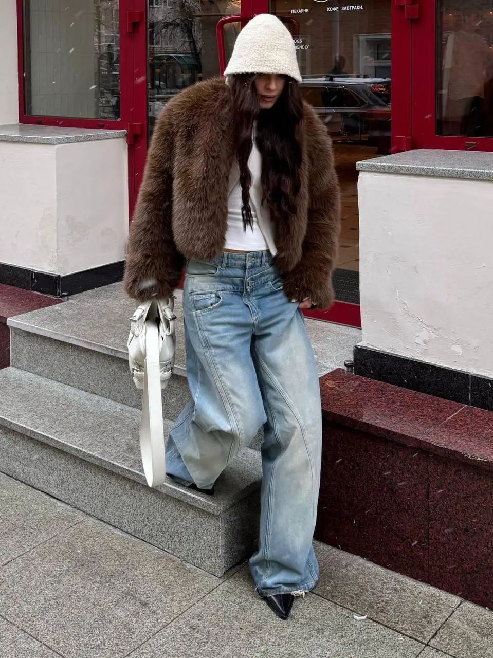 Sztuczne futro khaki płaszcze damskie kokarda dwustronne festiwalowe eleganckie wełniane kołnierzyki z podszewką nietoperzowe oversize gradientowe na zewnątrz elegancja