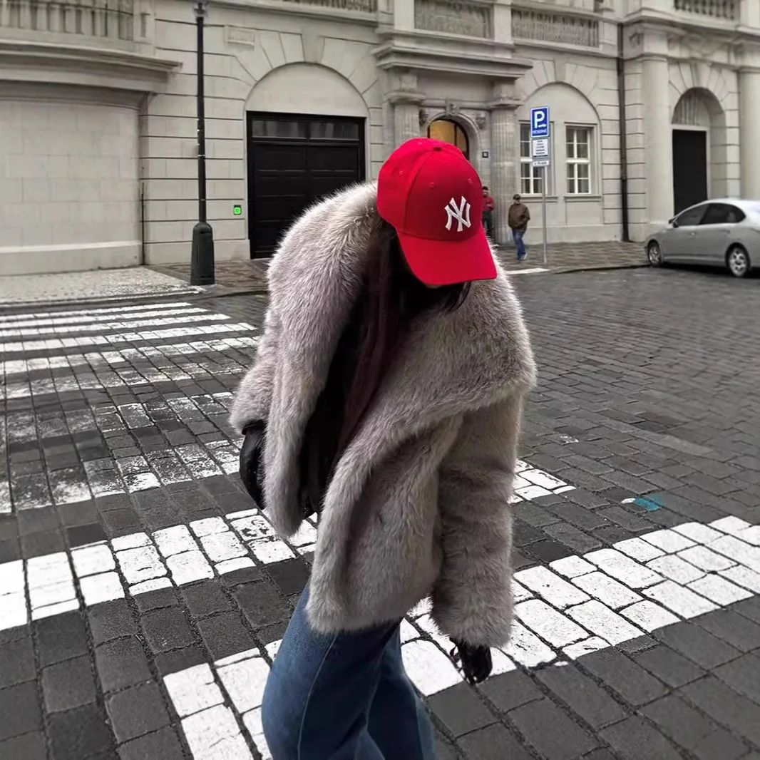 Reine Farbe frauen Faux Pelzmantel Kragen Jaet Herbst Winter Neue Sle Lange Sve Ele Classy frauen Oberbekleidung