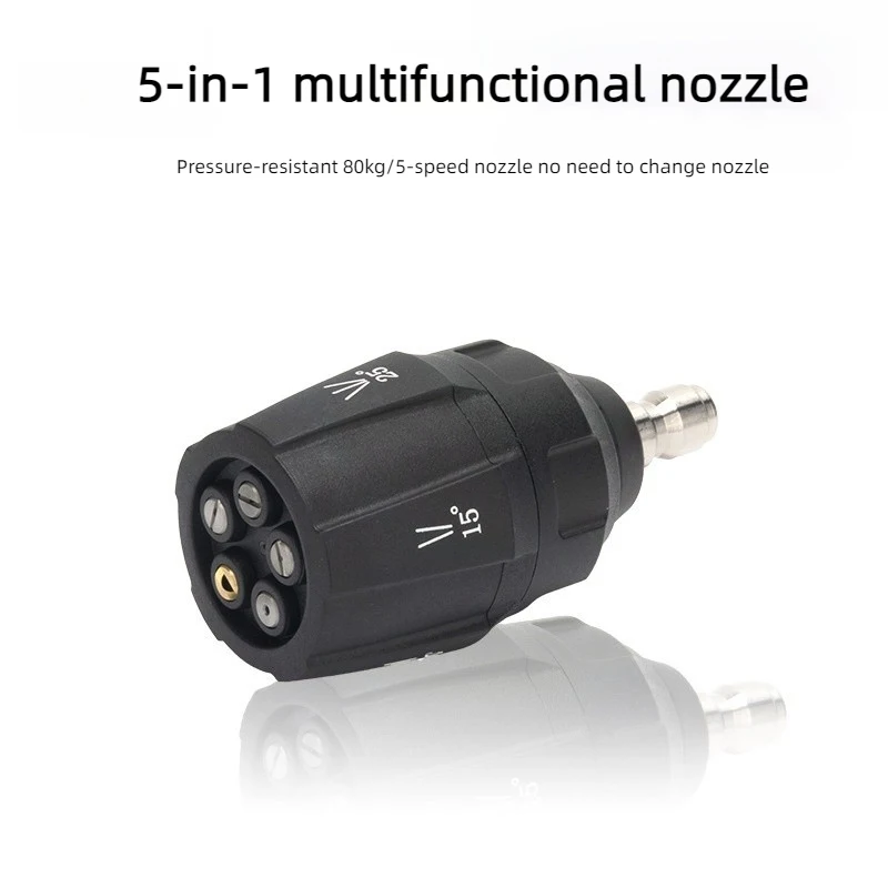 5 In 1 High Pressure Washer Nozzle 1/4 Quick Plug Rotating Car Washer Spray Nozzle Quick Changeover