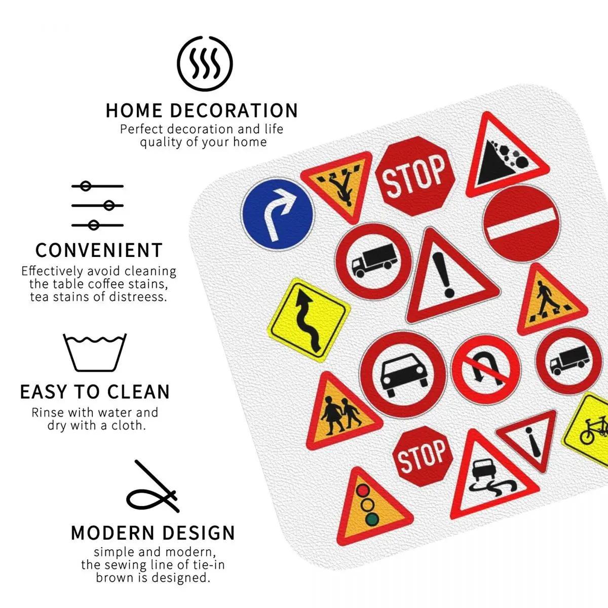 Outdoor Recreational Backbacking Road Sign Coasters Kitchen Placemats Insulation Cup Coffee Mats For Decor Pads Set of 4