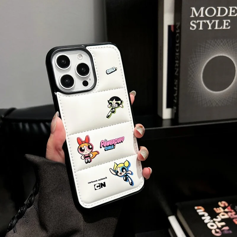 Powerpuff Girls Cute Cartoon Phone Case for iPhone 11 12 13 14 15 16 Pro Max Plus X XS XR 16plus 11pro down jacket Cover Coque