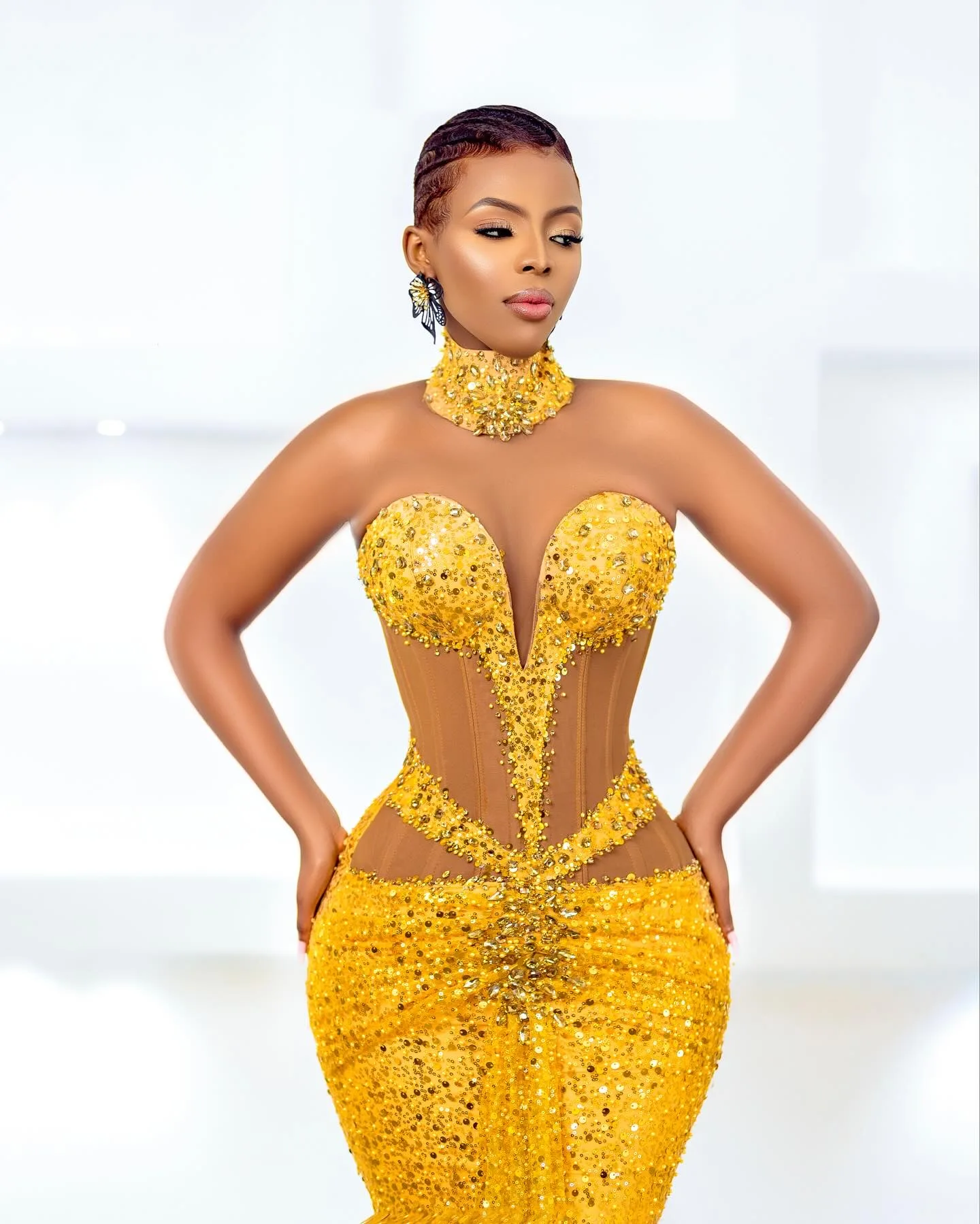 2024 Aso Ebi Yellow Mermaid Prom Dresses Sweetheart Beaded  Evening Formal Party Second Engagement Birthday Gowns Dresses ZJ77