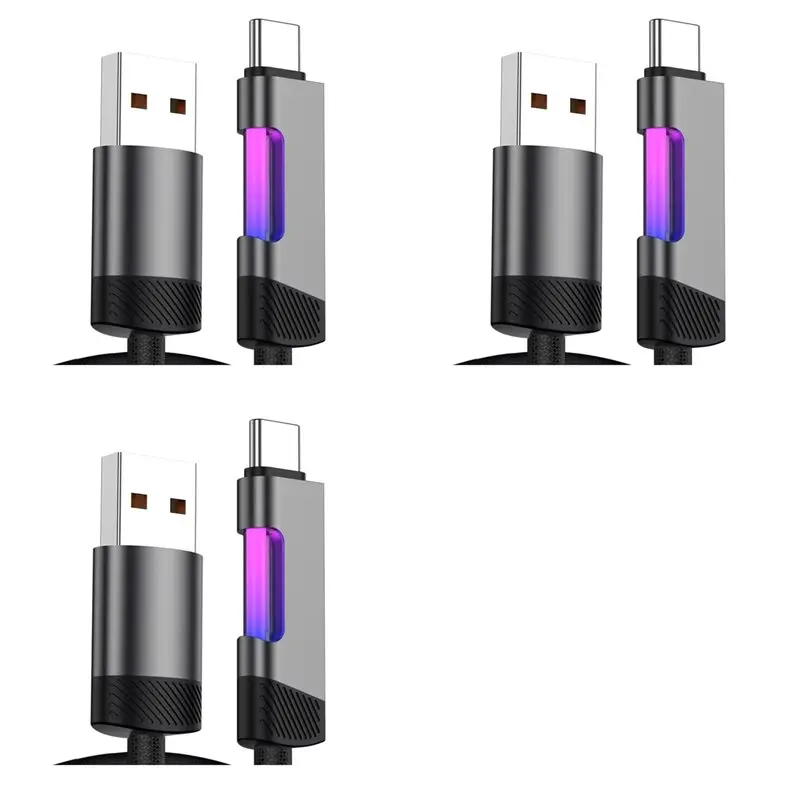 Voltvibe-3X RGB Fast Charging Cable 2M 120W 6A USB To Type-C Charge Cable With RGB Ambient Light USB To Type-C