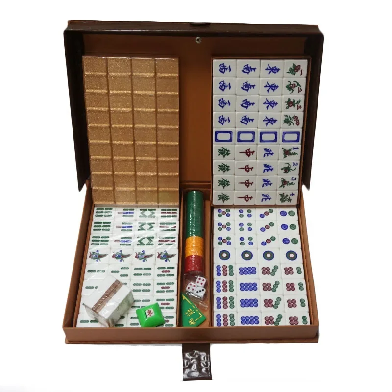 Factory Price 148 tiles acrylic Chinese Mahjong set with PVC case for Sale 37mm 38mm 39mm-Guangdong majiang