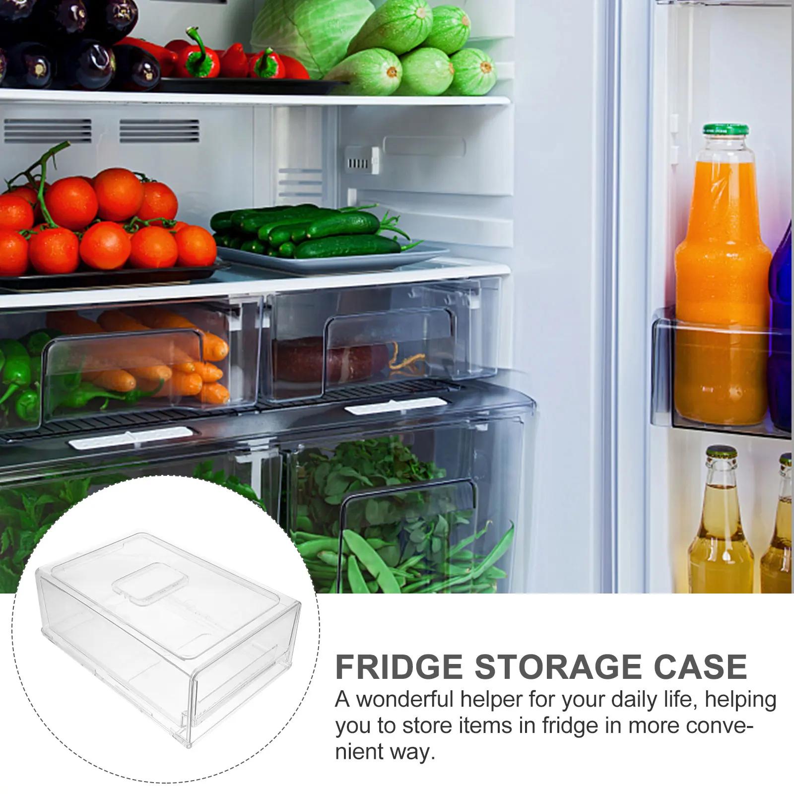

Dispenser Drawer Storage Box Rectangular Plastic Fridge Organizer Bins Refrigerator