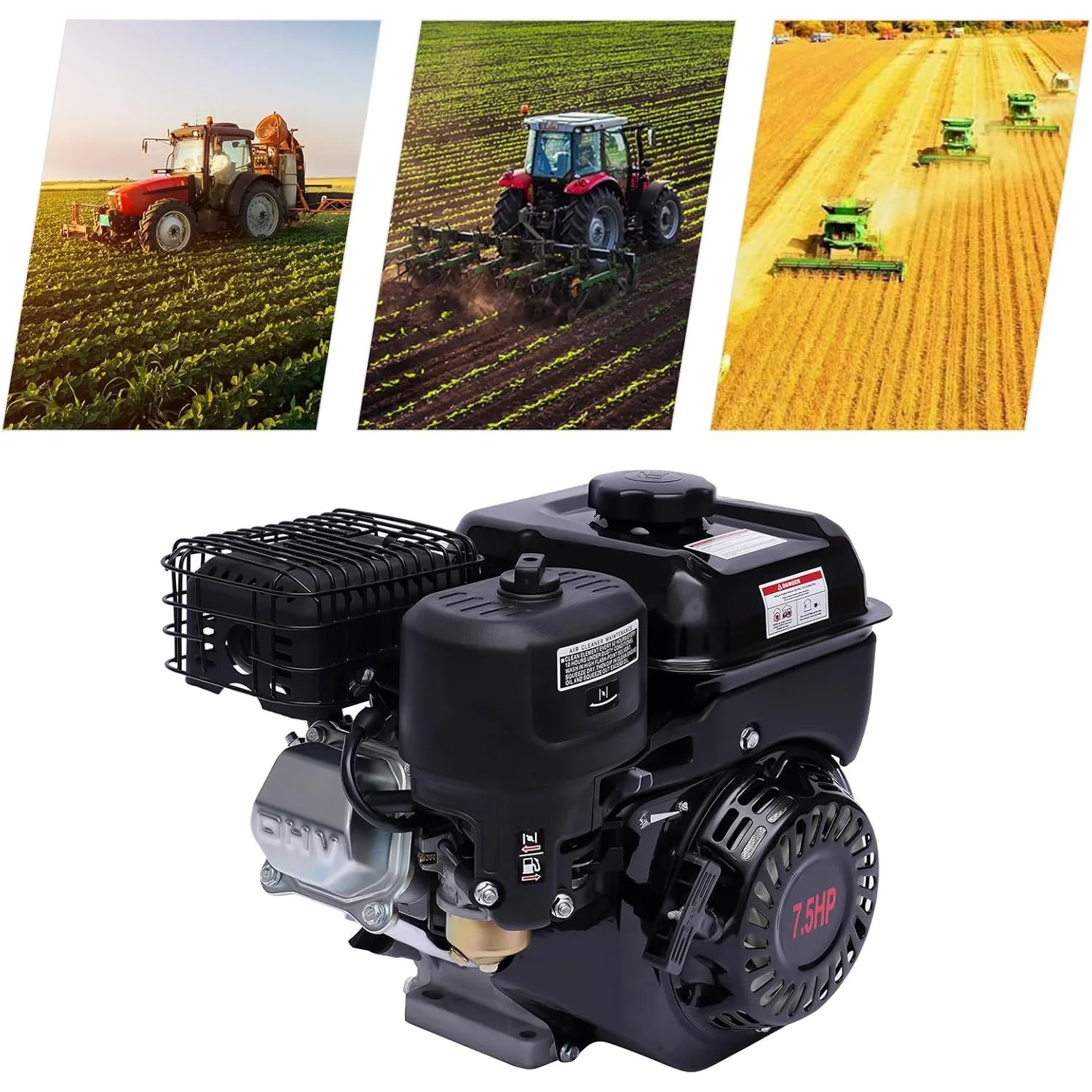 محرك غاز 7.5 حصان رباعي الأشواط مع نظام تبريد الهواء وفلتر الهواء، محرك تبريد الهواء ذو أسطوانة واحدة محمول منخفض الضوضاء