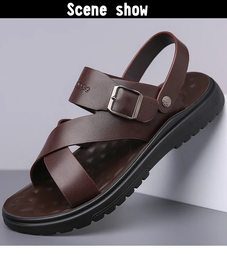 Herren Sommer-Freizeitsandalen zum Hineinschlüpfen – Bequeme, rutschfeste, strapazierfähige, weichsohlige, atmungsaktive Strandschuhe – 2380 – Detail 7