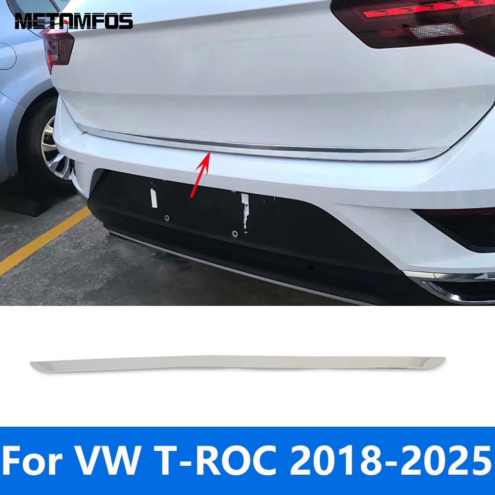 

For Volkswagen VW T-ROC TROC 2018-2024 2025 Stainless Steel Rear Trunk Lid Tail Door Handle Strip Trim Accessories Car Styling