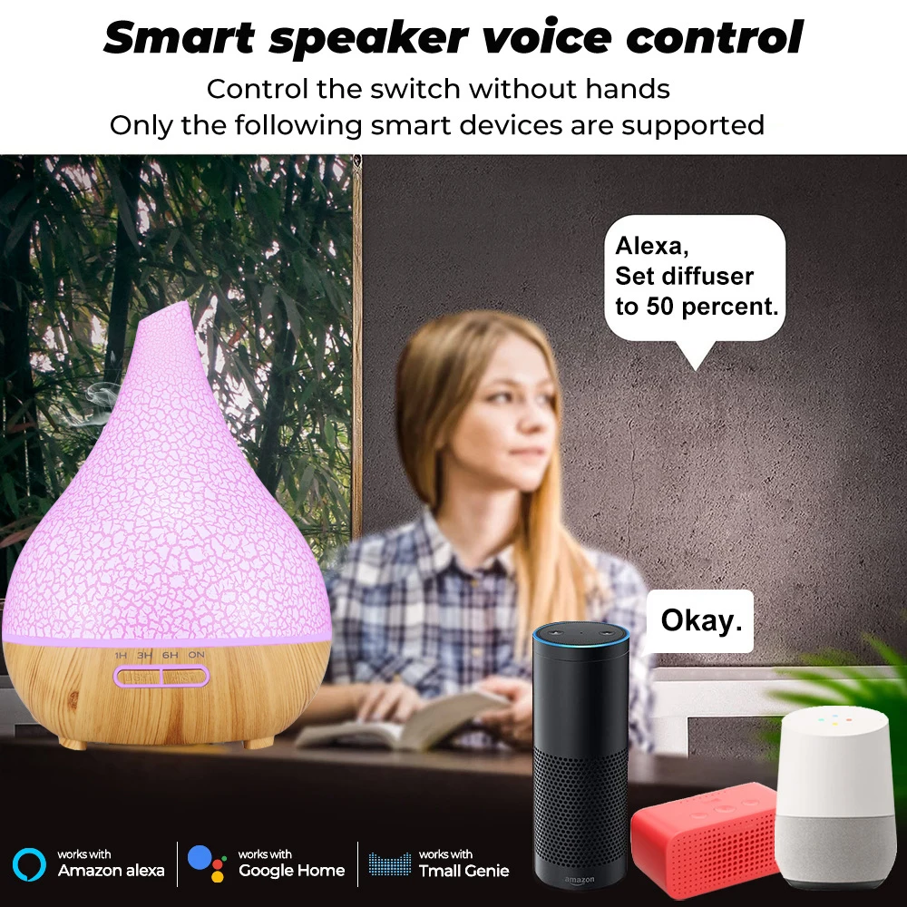 Tuya WiFi Umidificatore Intelligente Diffusore di Olio Essenziale Aromaterapia Umidificatori Ad Ultrasuoni Diffusore di Aroma Funziona Con Google Casa