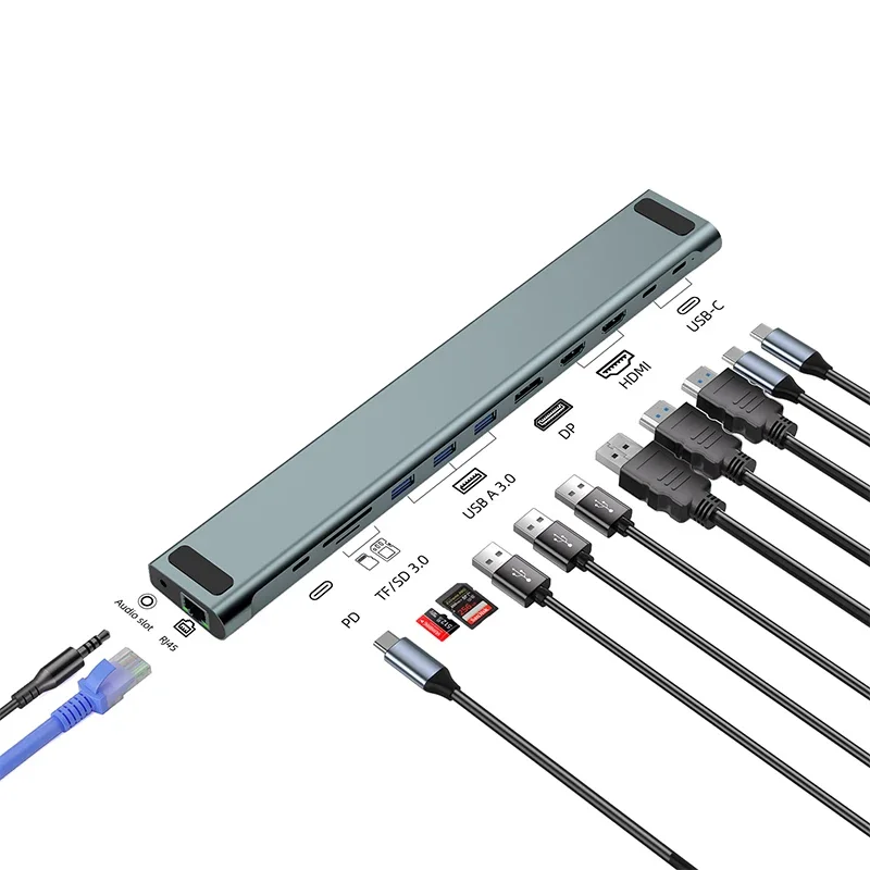 13 em 1 multifuncional tipo c 3.0 100w estações de encaixe pd com carregador rápido 4k 60hz hdmi tf sd 3.5 áudio usb hub para laptop