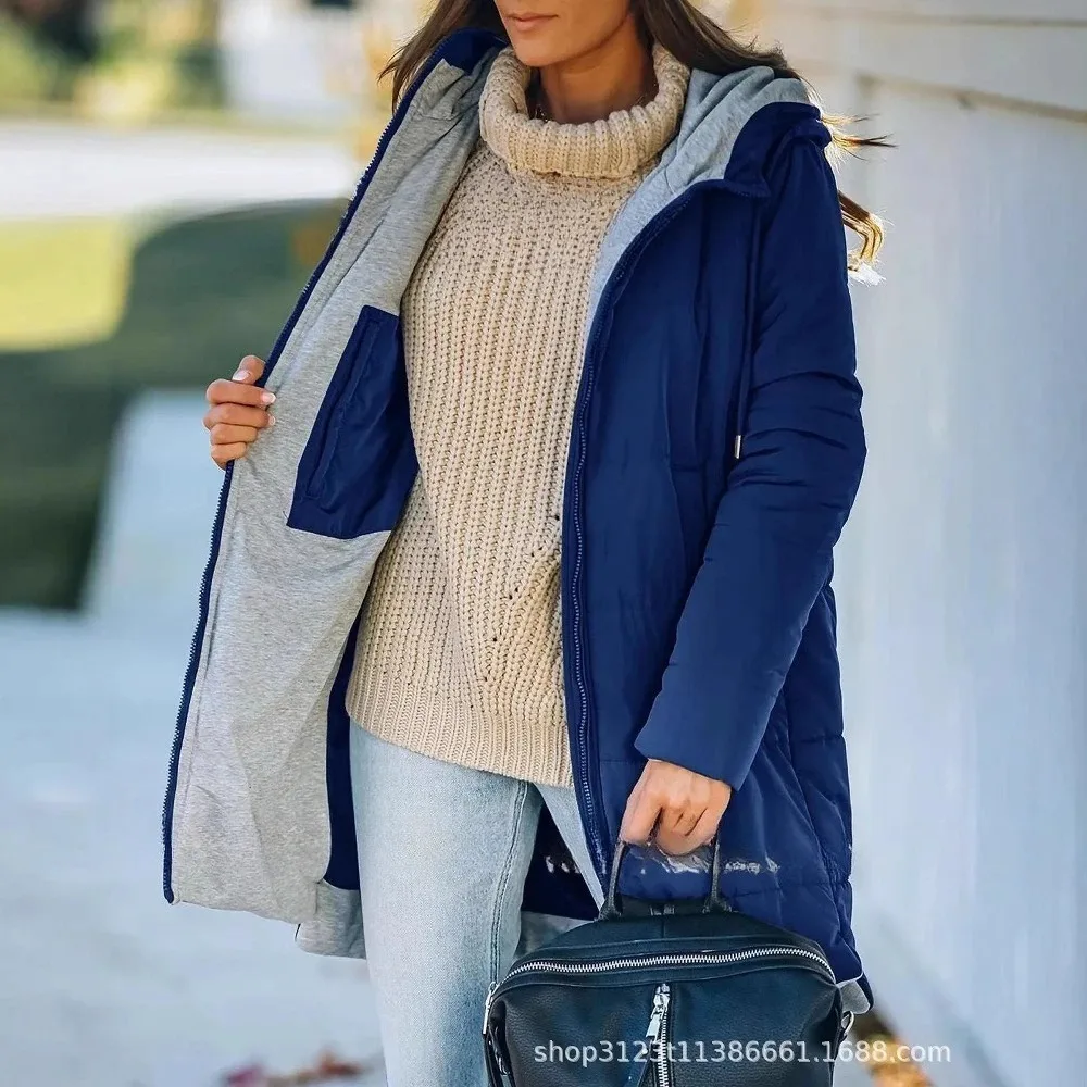 سترات باركاس نسائية بأكمام طويلة مع قلنسوة سترة بسحاب ملابس خارجية مقسمة شتاء غير رسمي 2025 جيوب نحيفة ضيقة