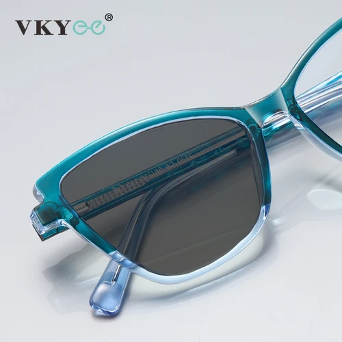 Imagen 2 del producto VKYEE, nuevas gafas de protección contra luz azul a la moda para mujer con forma de ojo de gato, se pueden personalizar, prescripción que cambia de Color claro 2130