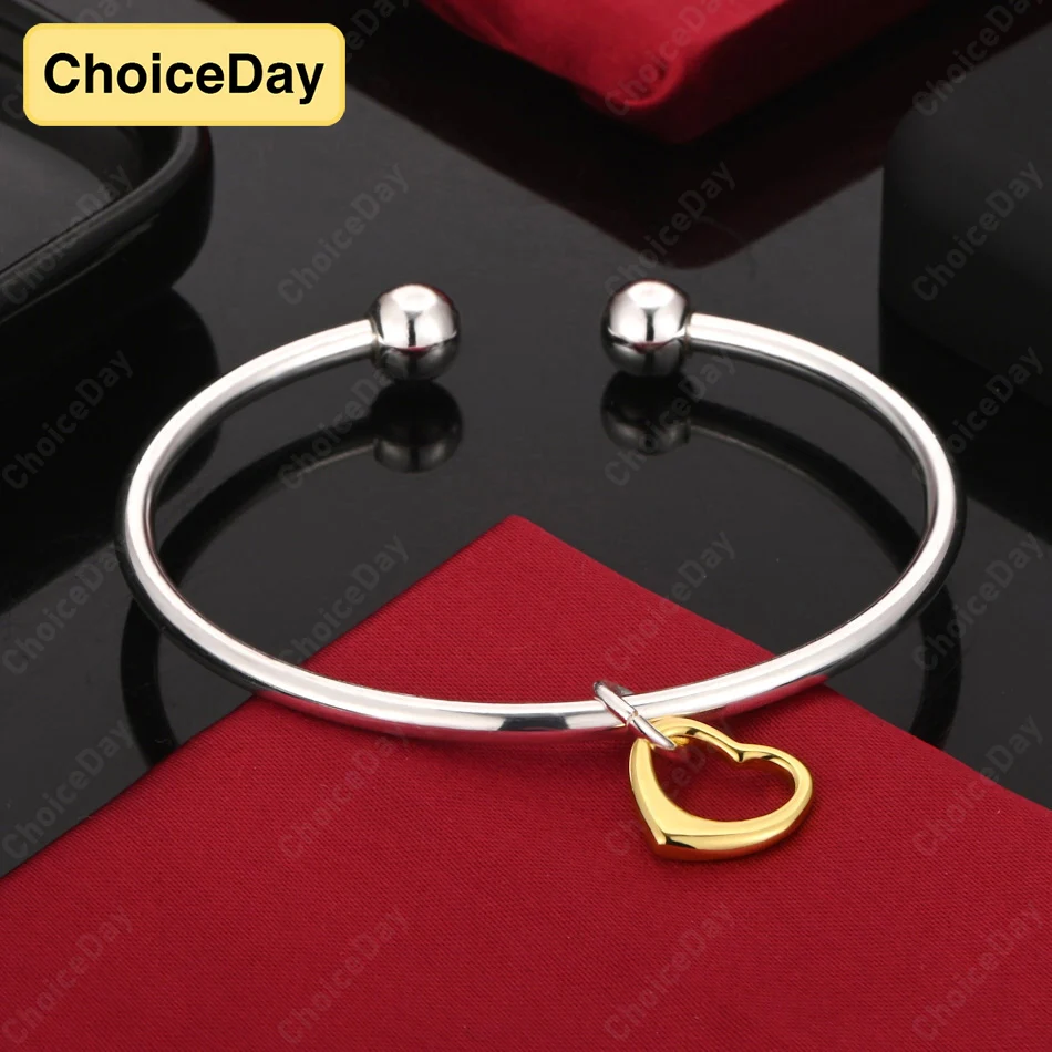 

ChoiceDay 925 Sterling Silver Open Heart Shaped Bracelet Women's Party Fashion Jewelry Accessories Gift