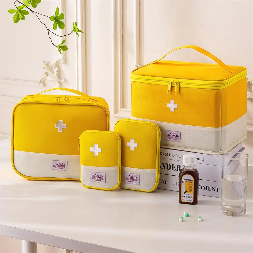 1PCS Yellow Carry-on Portable Medical Bag Medicine Storage Bag Outdoor Small Medicine Bag Travelling Storage First Aid Kit