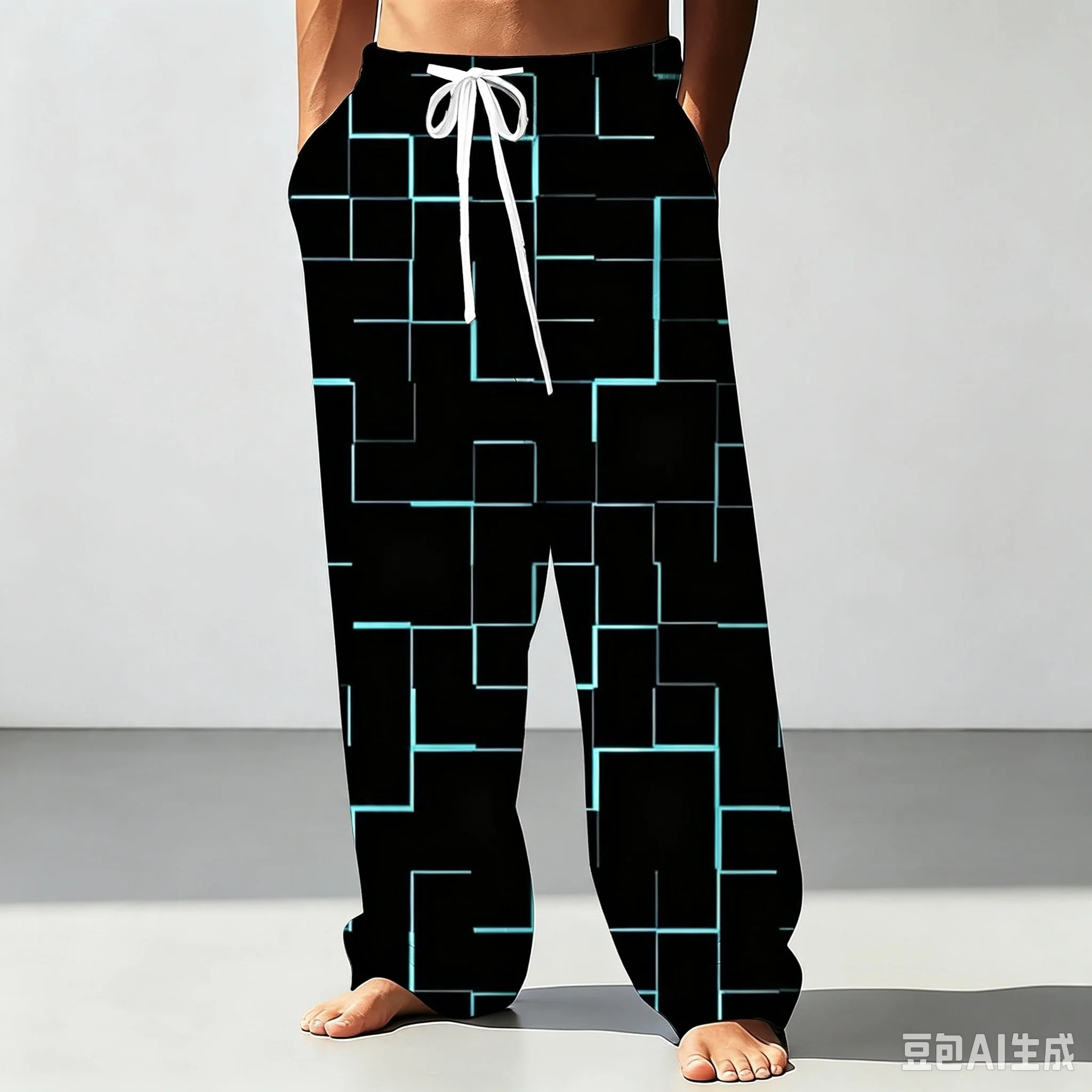 New Arrivals Line Grid 3D Print Straight Leg Pants Unisex Casual Trousers Streetwear Holiday Beach Vacation Daily Lounge Wear