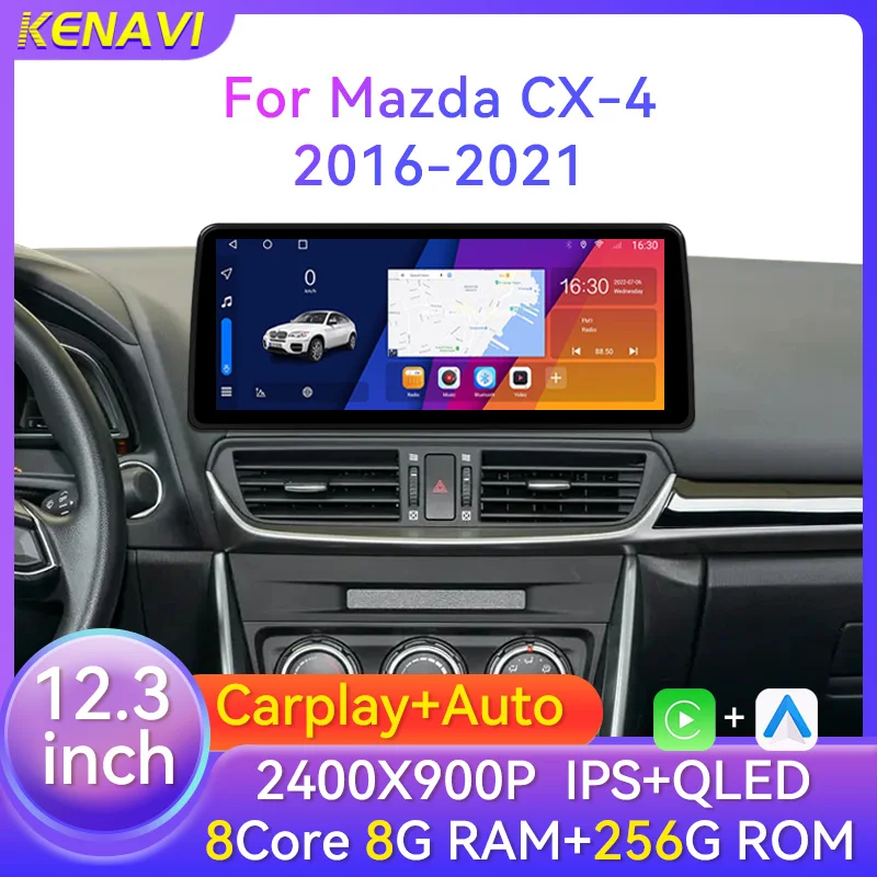 12.3 inch Android For Mazda CX-4 2016 - 2021 Car Stereo Radio DVD Multimedia Player GPS Navigation 2Din Carplay Head Unit Screen