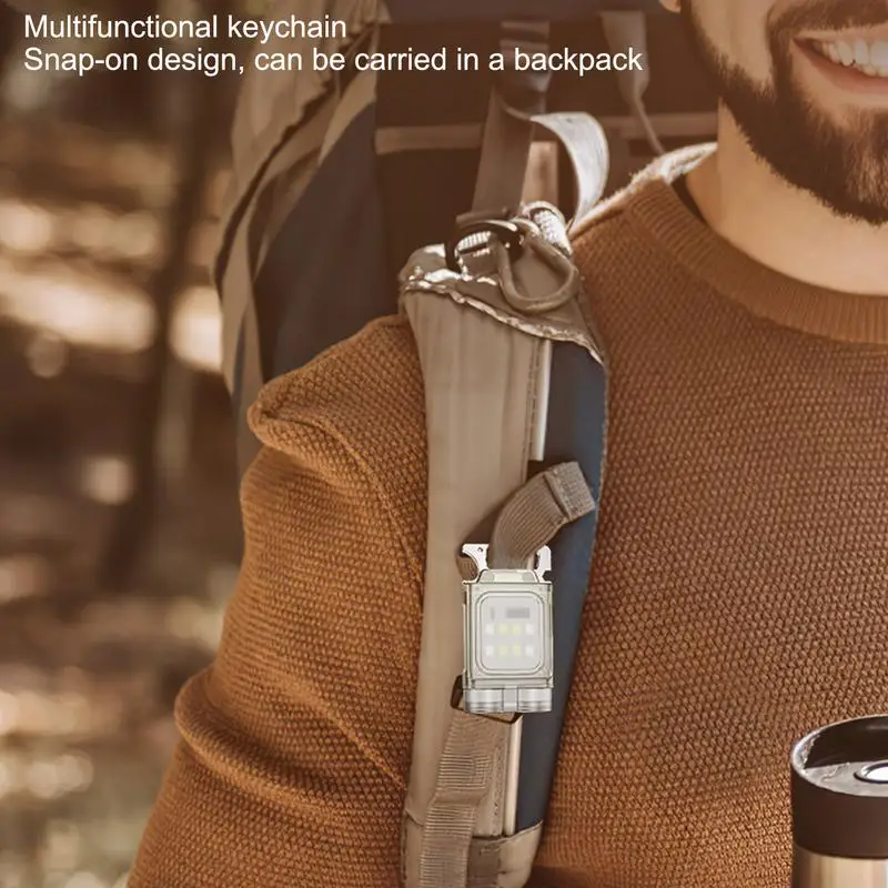 Keychain Flashlight Dual Light Keychain Led Light With 6 Modes Magnetic Keychain Light Long Lasting Camping Lights For Hiking