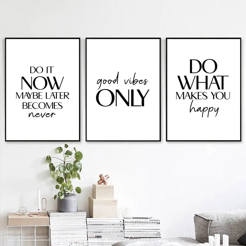 Nordic Inspirational Motivational Quotes Posters Modern Cursive Verse Wall Paintings Mural Decor Living Room Office Decoration