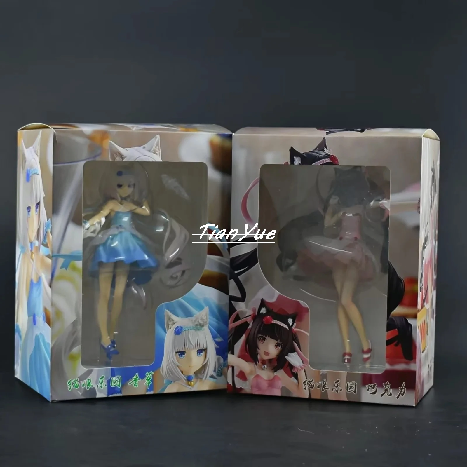 أنيمي NEKOPARA لطيف القط الشوكولاته والفانيليا مساء اللباس نموذج PVC دمية الشكل اللعب الديكور 18 سنتيمتر