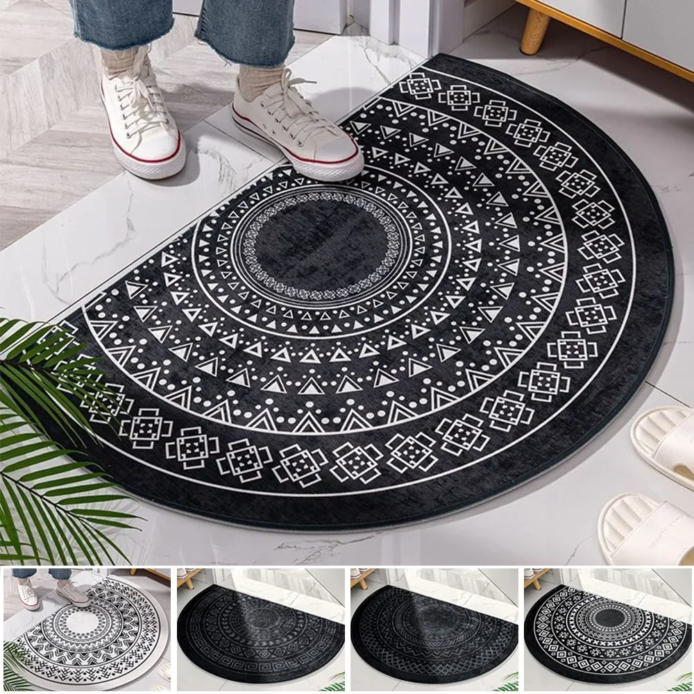 

1PC Retro Simplicity Door Rug Semi-circular Floor Mat European Style Carpet for Living Room Indoor Door Entrance Mats Home Decor