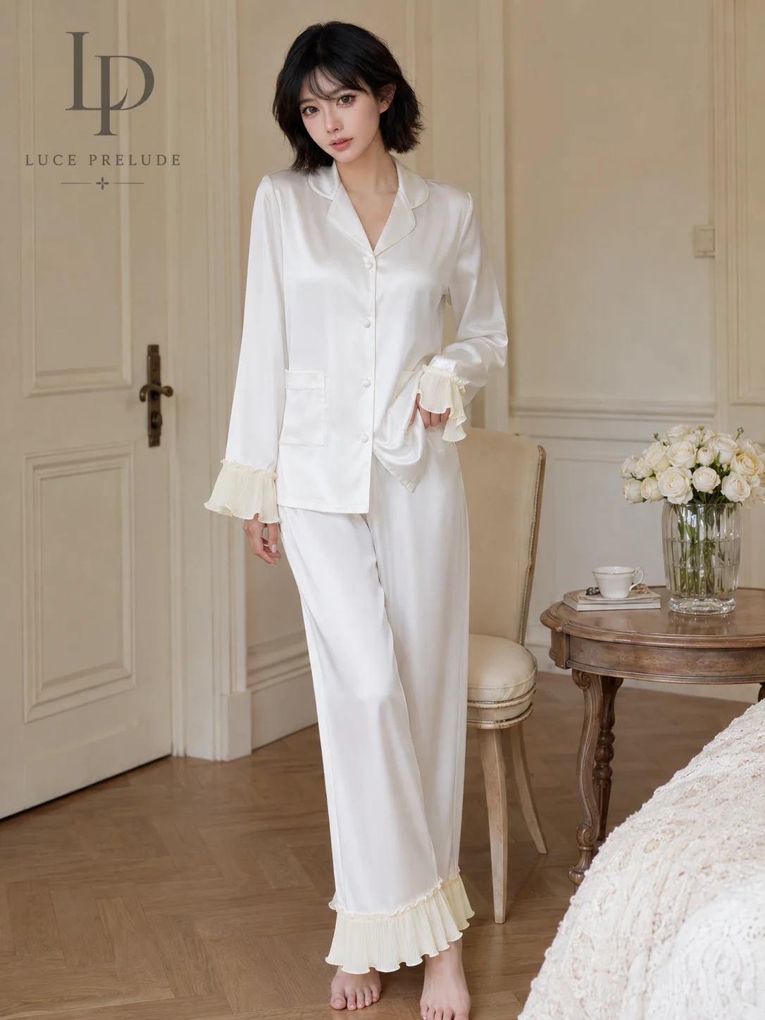 fashionable-ice-silk-sleepwear-with-lace-hem-long-sleeve-long-pants-home-clothes-set-for-summer-wearable-outdoors-youth-and-m