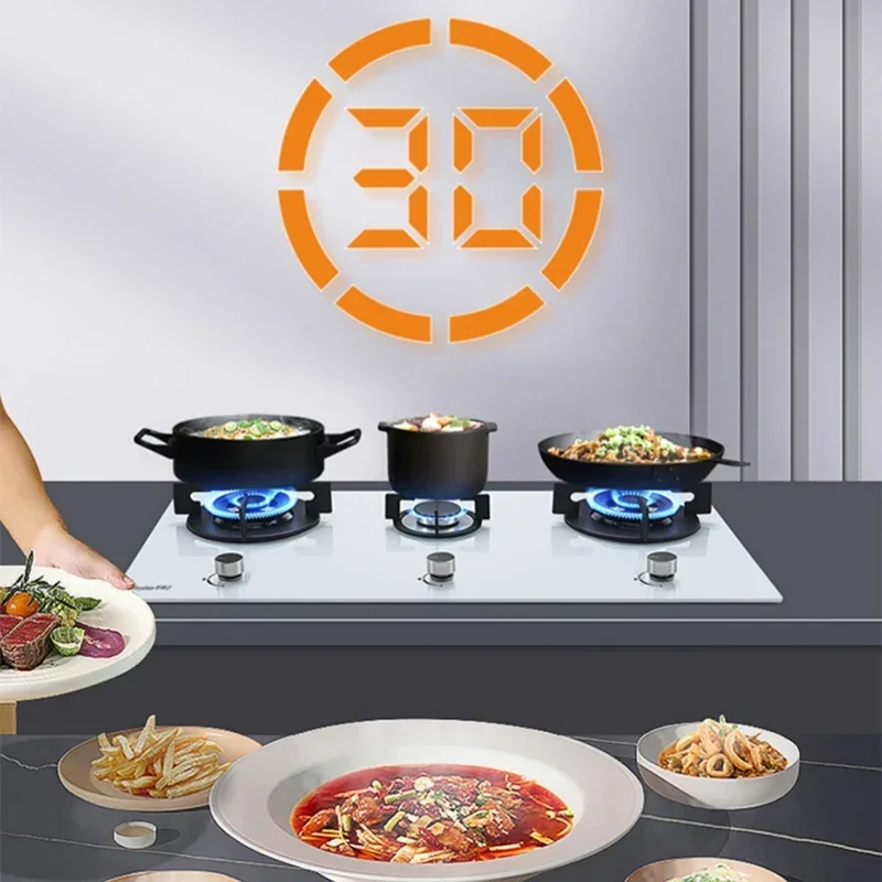 Home Appliances Three-eye White Gas Stove Built-in Household Natural Gas Three-head Gas Cooker Porous Fierce Fire Cooker