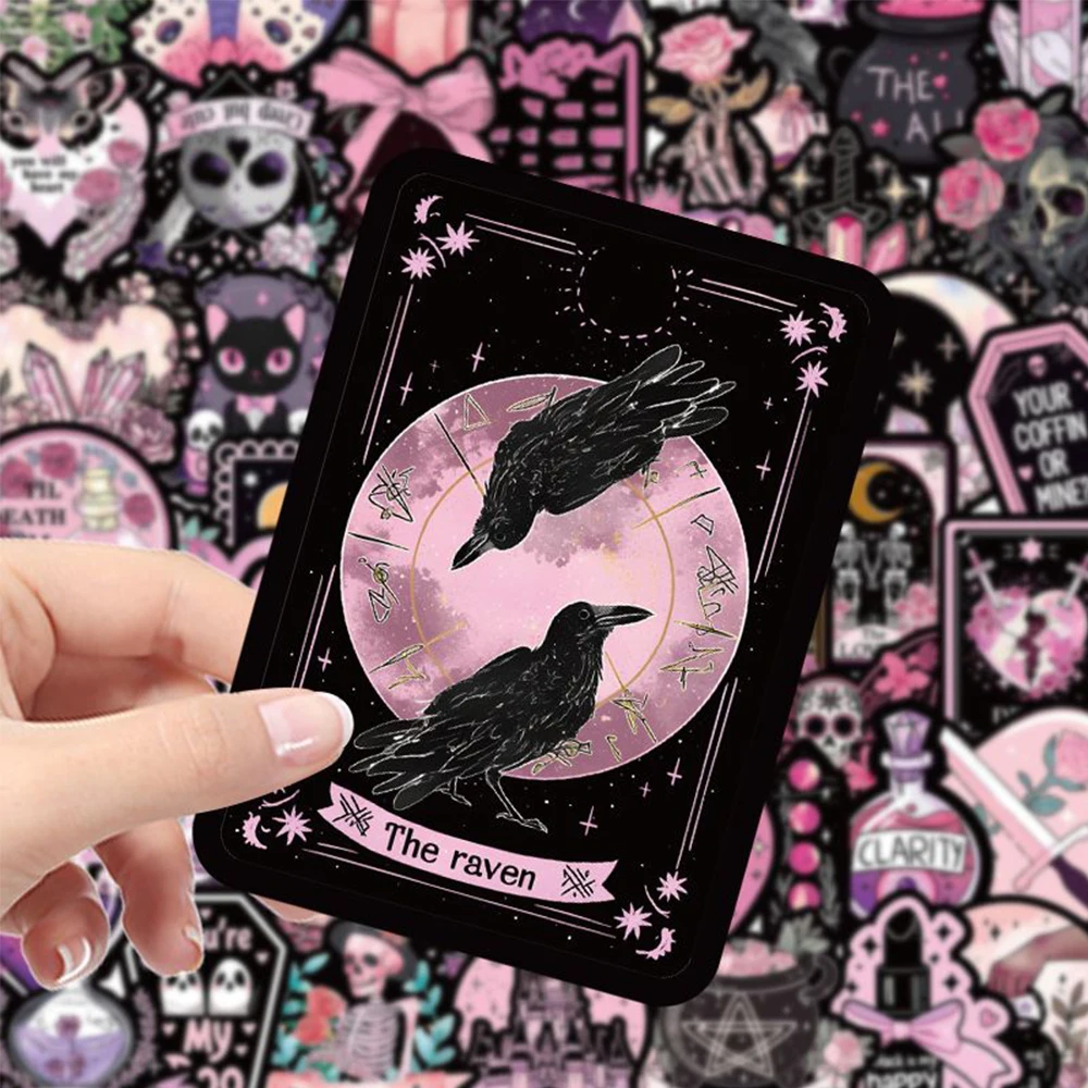 10/30/50pcs Horror Black and Pink Skull Stickers Dark Gothic Style Decoration Sticker for Stationery Fridge Notebook PVC Decals