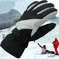 Winter Snowboard Ski Gloves PU Leather Non-slip Touch Screen Motorcycle Cycling Full Fingers Cotton Warm Snow Gloves Unisex