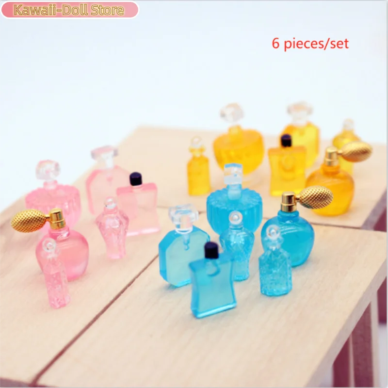 

Милые имитационные духи, набор из шести предметов, игрушки для кукольного домика, миниатюрные модели, украшения, декор, аксессуары из смолы «сделай сам», детские игровые игрушки-домики