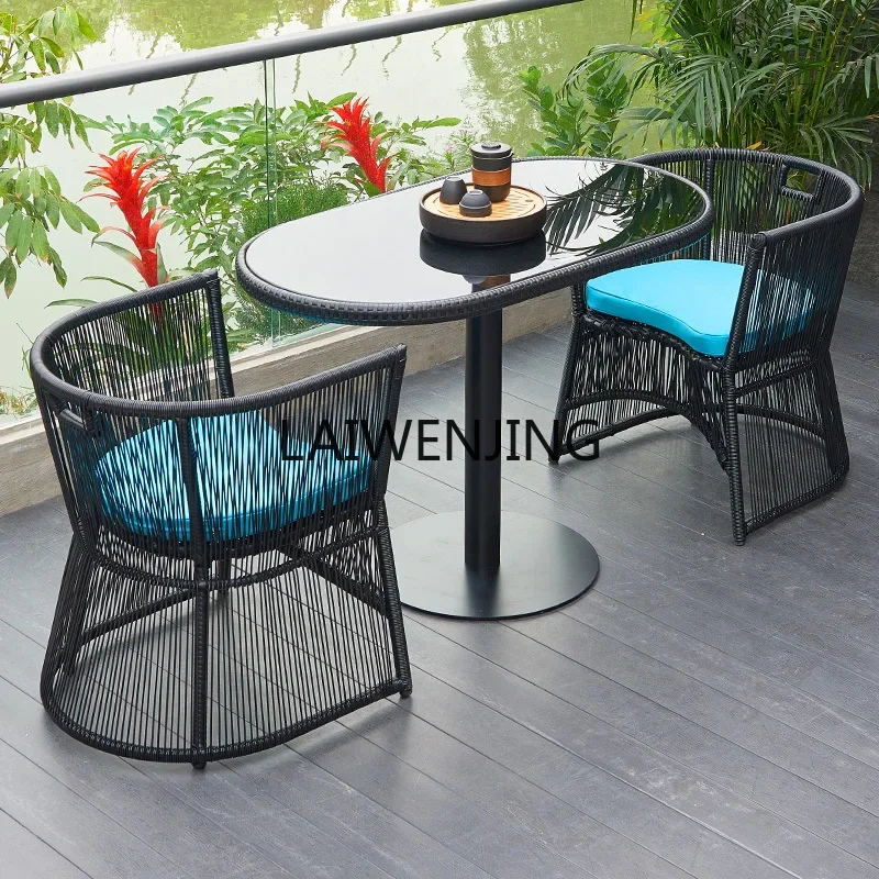 MJY Balcony Small Table and Chair Casual Outdoor Tea Table and Chair Combination Chair Three-piece Set