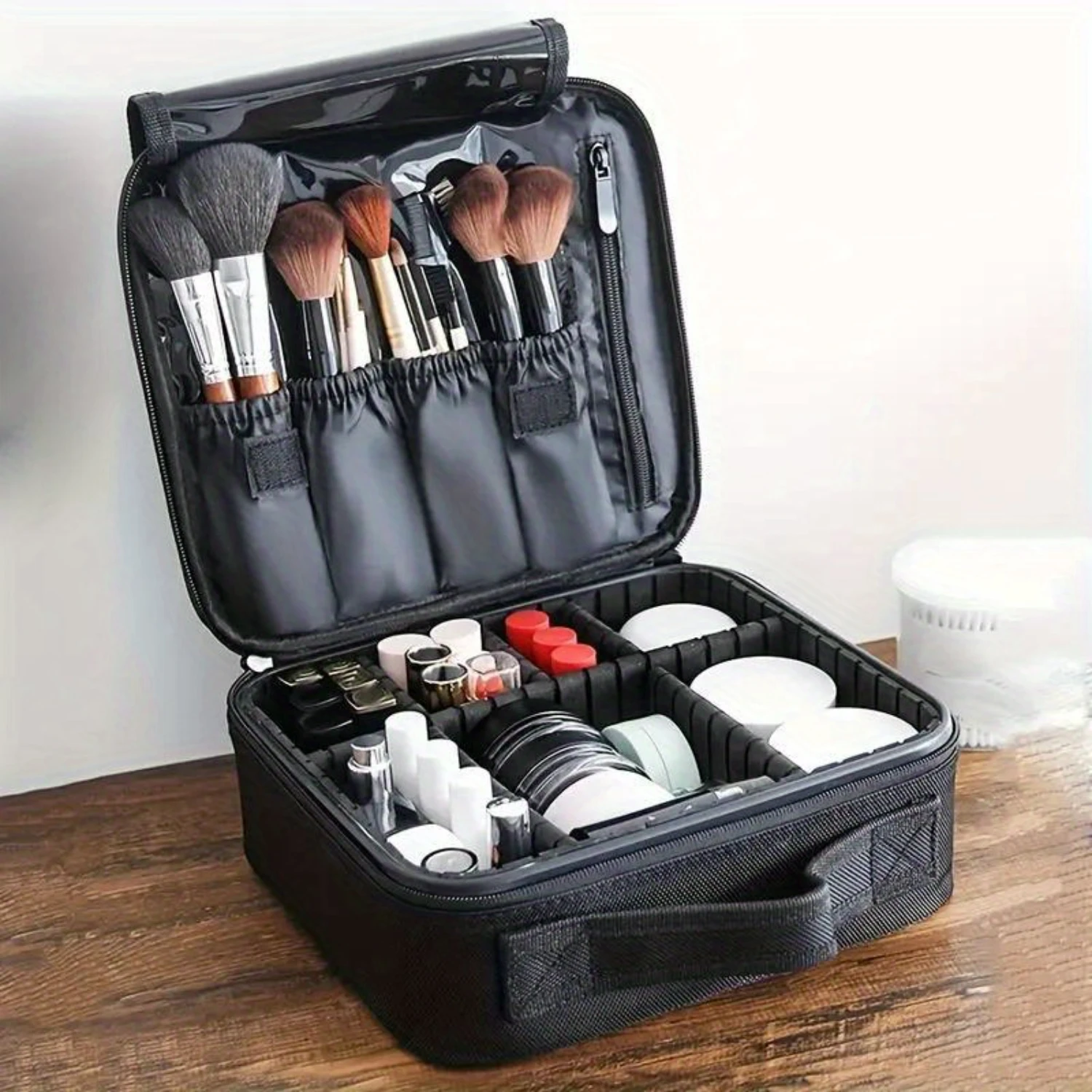 Portable Cosmetic Case, Multifunctional Makeup  Bag, Travel Cosmetic Bag With Makeup Brush Organizer