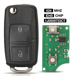 jingyuqin 1J0959753CT/1J0959753DJ 433Mhz ID48 Remote Key For VW Volkswagen Beetle Bora Polo Passat B5 Golf Seat AROSA CORDOBA