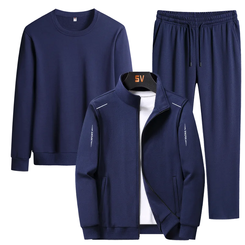 

New autumn middle-aged and elderly men's 3-piece sports suit, casual full zipper jogging suit, plus size 8XL