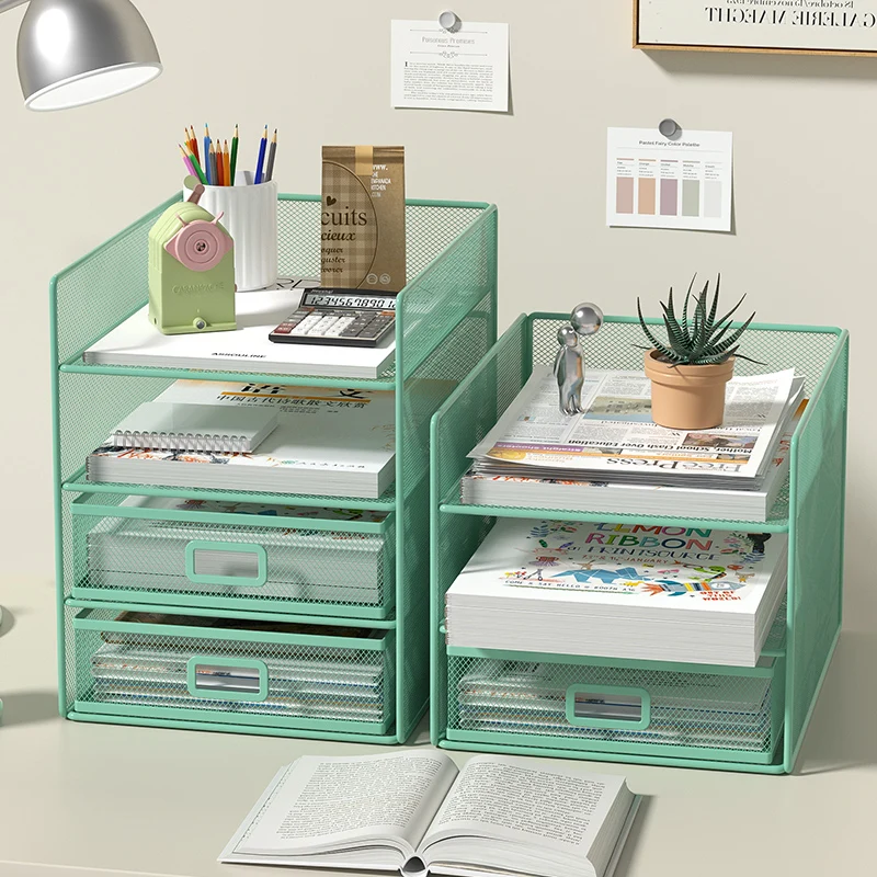 4-Tier File layering rack, desk organizer tray,File paper Letter folder stand Desktoppaper sorter Mail organization rack