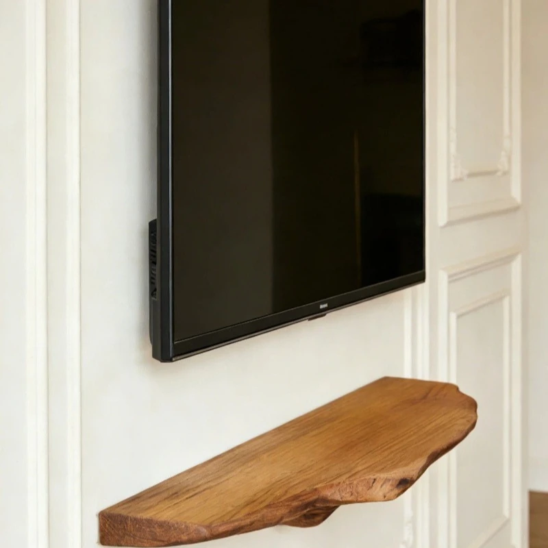 Simple wind solid wood fragrant camphor wood shelf wall-mounted TV cabinet storage rack living room bedroom simple log shelf
