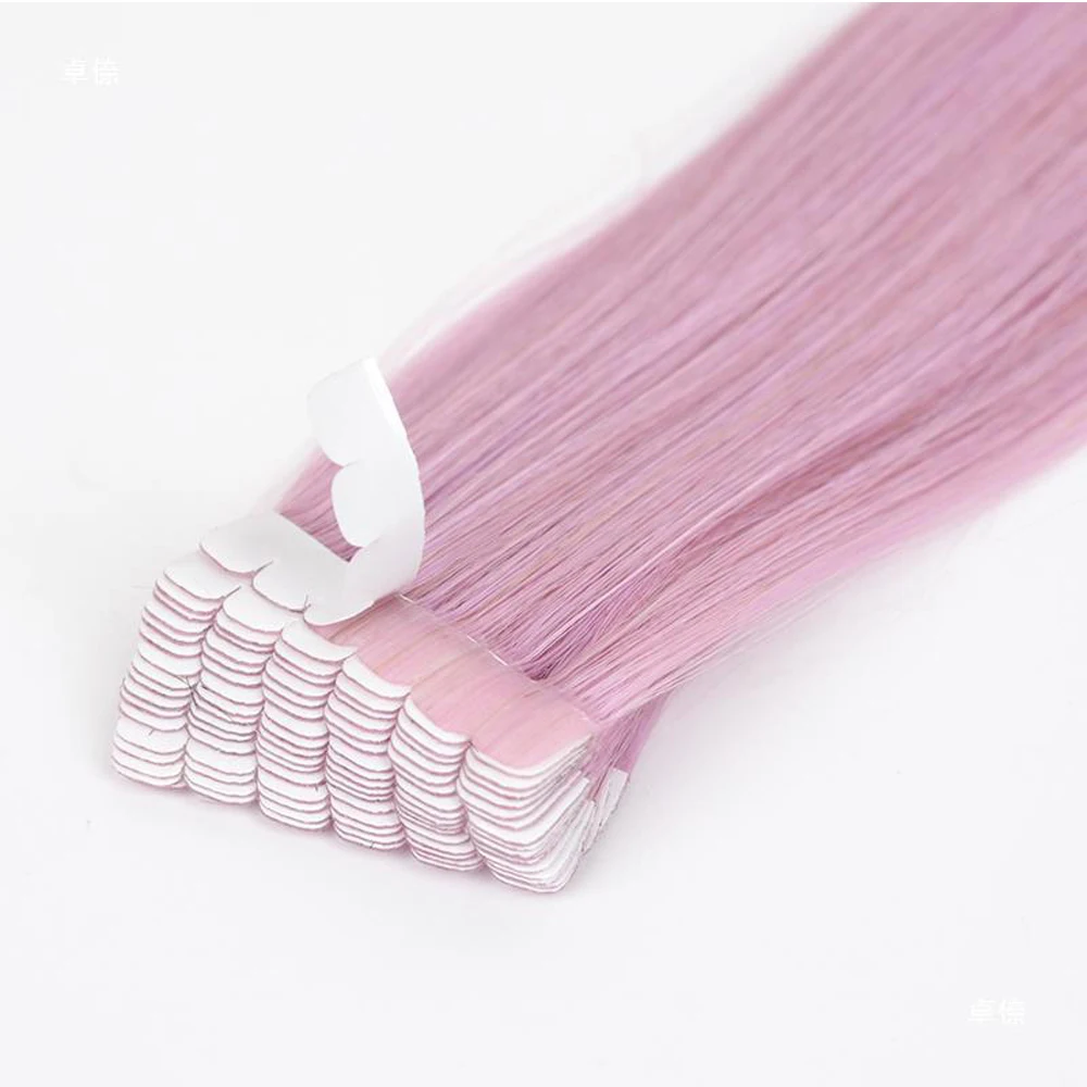 Synthetisches glattes Haar, Mini-Klebeband in Haarverlängerungen, unsichtbares selbstklebendes farbiges Klebeband in der Haarverlängerung, 10 Stück/Packung – Detail 3