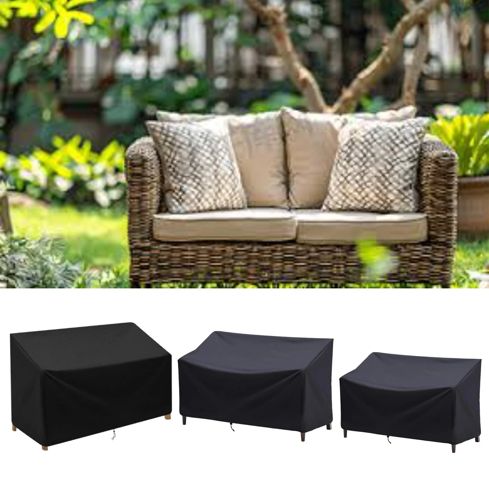 1 قطعة غطاء مقعد الحديقة مقاوم للماء أكسفورد النسيج تنفس الأثاث مقعد الغطاء الواقي ل 2/3/4 مقاعد مقاعد قطع الغيار #2