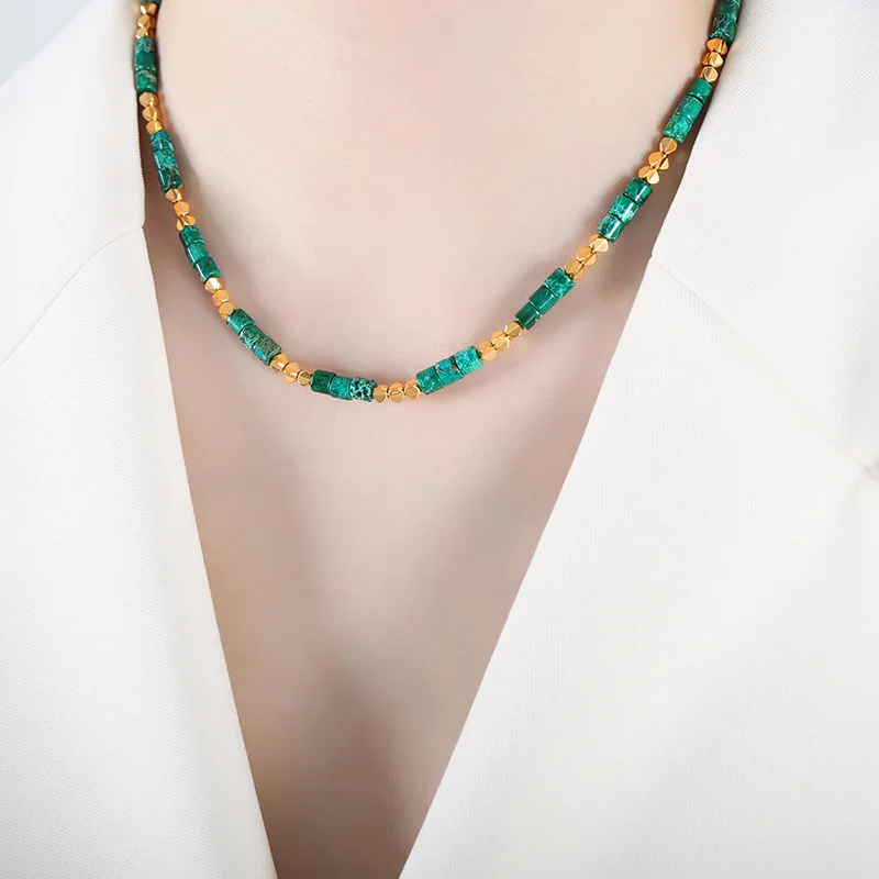 Frauen Halskette Unregelmäßige Kristall Natur Steine Edelstahl Bunte Kette Mode Charme Täglichen Schmuck Großhandel – Detail 3