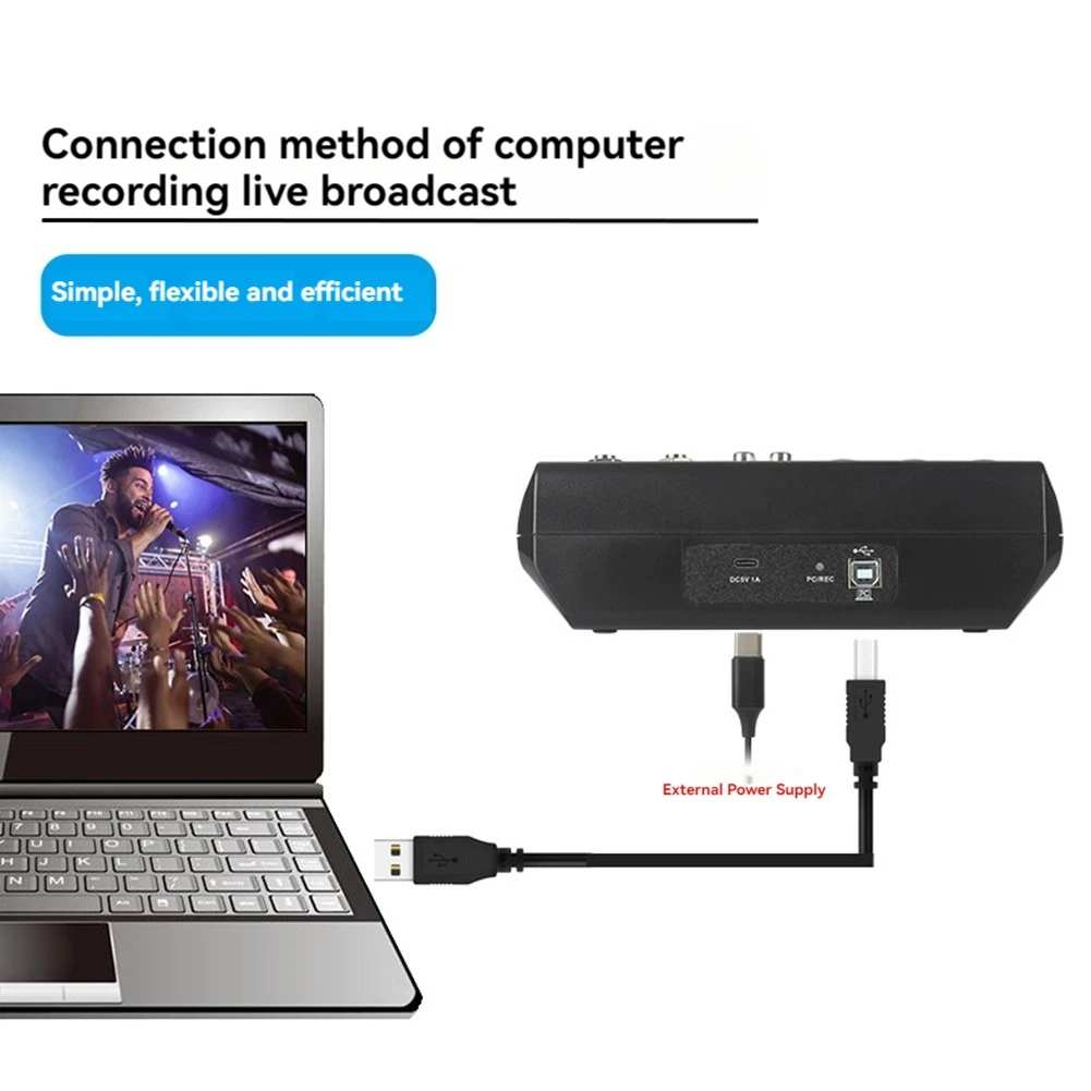 A5 Live Sound Card Mixing Console Mixer For Live Streaming DJ Audio Equipment Professional Audio 5Channel Sound Mixer