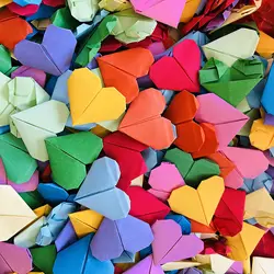 100PCS Rainbow Premade Origami Paper Hearts for Wedding Party Favors Valentine's Day Christmas Creative Heart Gift Engagement