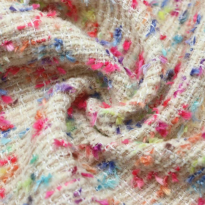 

Colorful Ribbon Yarn-Dyed France Tweed Fabrics Garment Materials For Autumn Jacket Coat Suits HandBag DIY Cloth Sewing Material