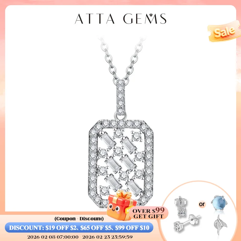 

ATTAGEMS Solid S925 Silver Full Moissanite Necklace for Women D VVS1 Diamond Sparkling Pendent Engagement Luxury Fine Jewelry