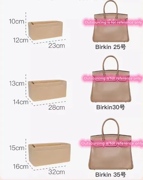 Customized Women\'s Makeup Organizer Felt Cloth Insert Bag Multi-functional Travel Cosmetic Bag Fit Birkin25 30 35 40 Liner Bag