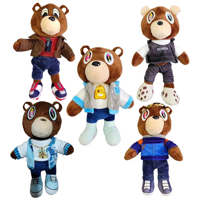 Kawaii Kanye Dropout Bear Teddy Bear Plush Toys Kanye West Graduation Soft Stuffed Home Room Decor Dolls for Kid Birthday Gift