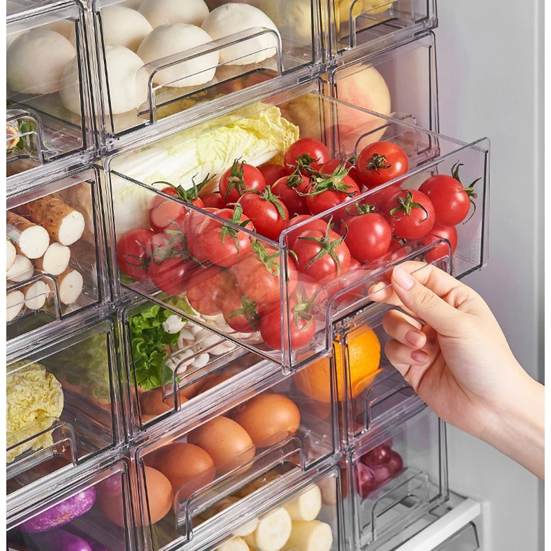 Kitchen Refrigerator Storage Box Drawer-type Fresh-keeping Box Food-grade Eggs and Meat Food Frozen Finishing Storage Box